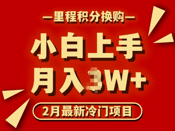 2月最新冷门项目，里程积分兑换机票项目，月入过W-小何资源库