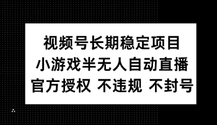 视频号长期稳定项目，小游戏半无人自动直播，官方授权 不违规 不封号-小何资源库