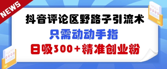 抖音评论区野路子引流术，只需动动手指，日吸300+精准创业粉-小何资源库