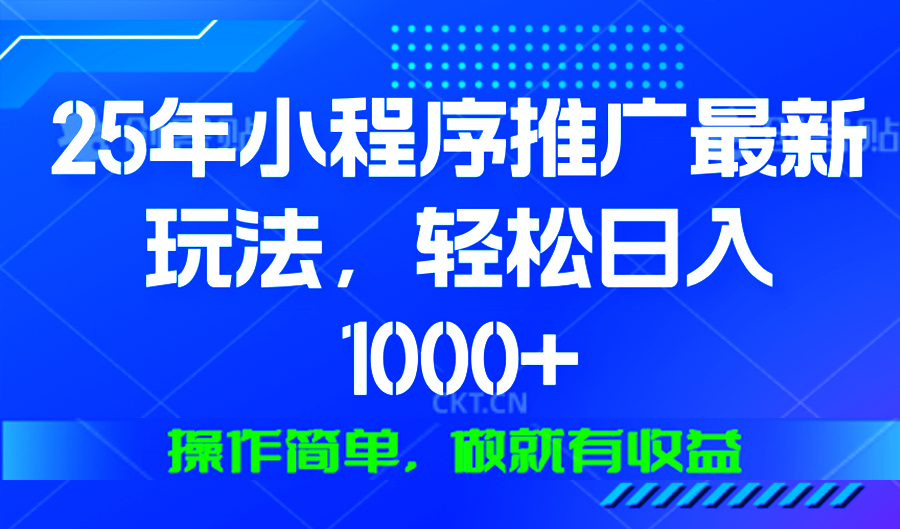 （13909期）25年微信小程序推广最新玩法，轻松日入1000+，操作简单 做就有收益-小何资源库