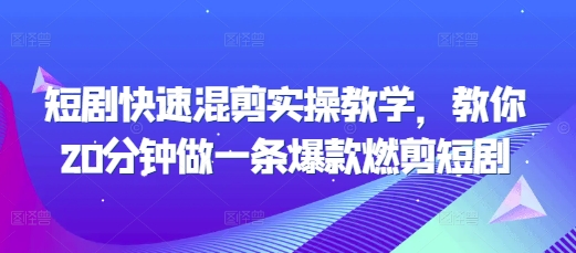 短剧快速混剪实操教学，教你20分钟做一条爆款燃剪短剧-小何资源库