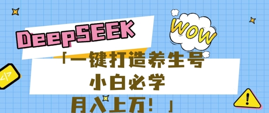 25年最新风口，用DeepSeek做养生号，小白必学，日入数张，一条作品涨粉1W+-小何资源库