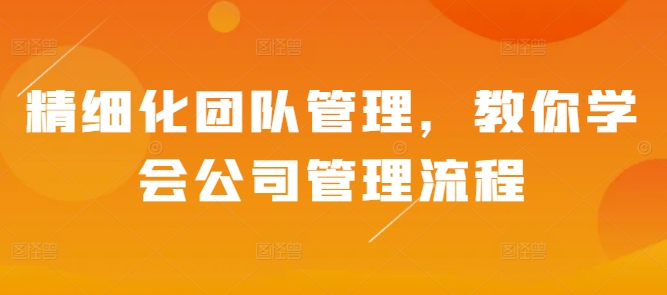精细化团队管理，教你学会公司管理流程-小何资源库