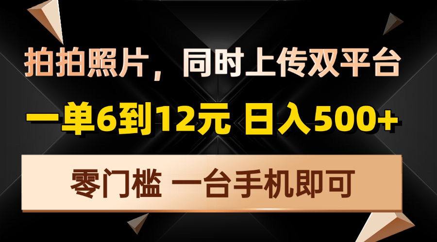 （13783期）拍拍照片，同时上传双平台，一单6到12元，轻轻松松日入500+，零门槛，…-小何资源库
