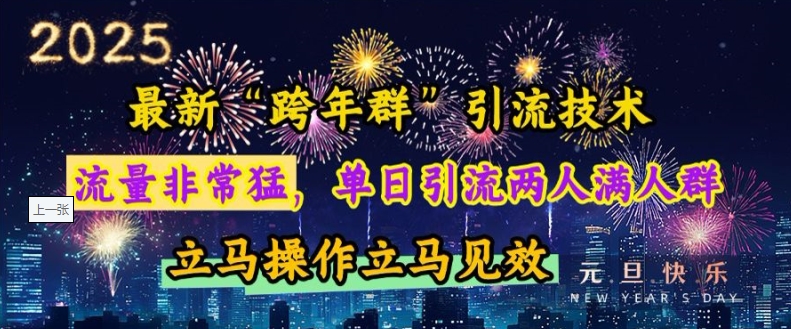 最新“跨年群”引流，流量非常猛，单日引流两人满人群，立马操作立马见效【揭秘】-小何资源库