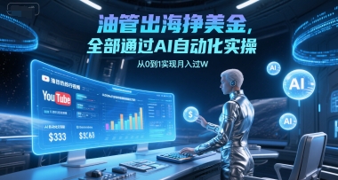 油管出海挣美金，全部通过AI自动化实操，从0到1实现月入过W-小何资源库