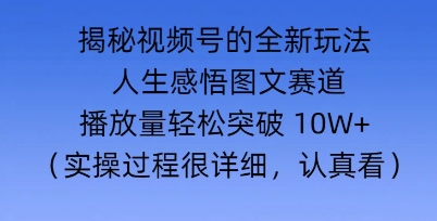 Deepseek和即梦结合，做一个【人生图文感悟】的视频号-小何资源库