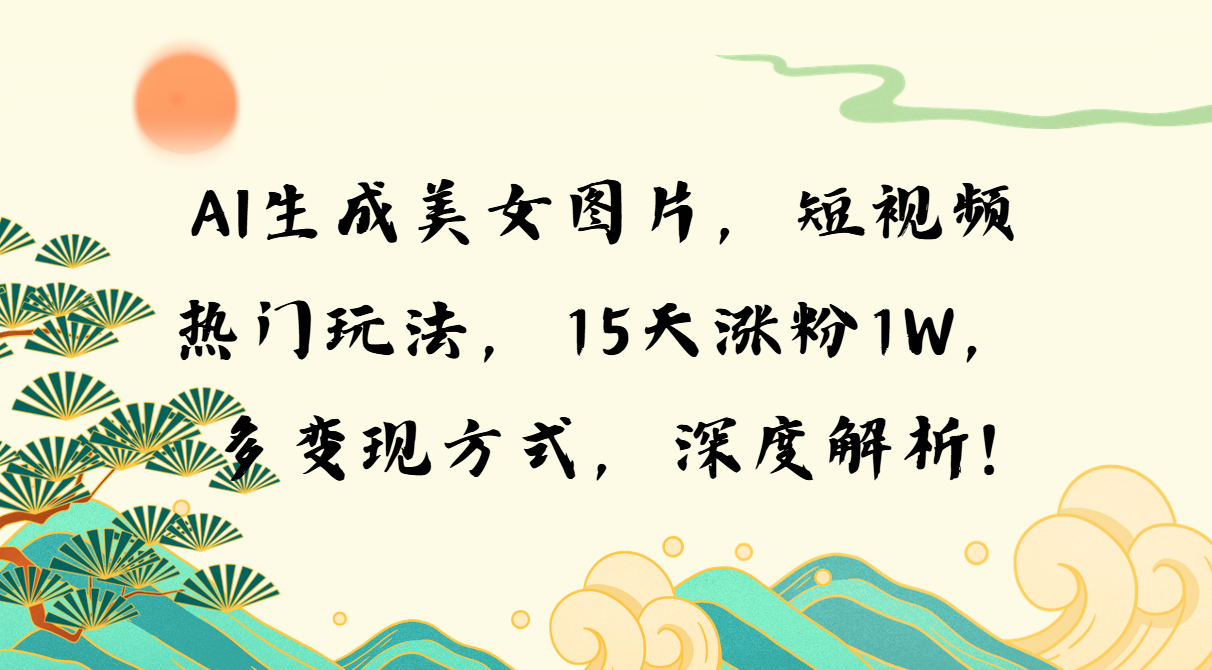 （13581期）AI生成美女图片，短视频热门玩法，15天涨粉1W，多变现方式，深度解析!-小何资源库