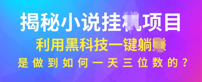 揭秘小说项目，利用黑科技一键躺Z模式，是如何做到一天三位数的-小何资源库