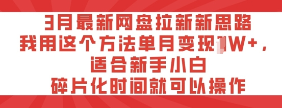 3月最新网盘拉新新思路，我用这个方法单月变现过W+，适合新手小白，碎片化时间就可以操作-小何资源库