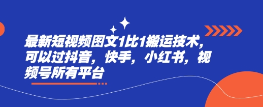 最新短视频图文1比1搬运技术，可以过抖音，快手，小红书，视频号所有平台-小何资源库