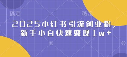 2025小红书引流创业粉，新手小白快速变现1w+-小何资源库