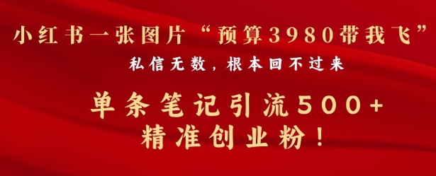 小红书一张图暴力引流500+精准创业粉-小何资源库