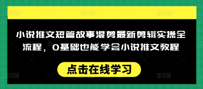 小说推文短篇故事混剪最新剪辑实操全流程，0基础也能学会小说推文教程，肯干多发日入多张-小何资源库