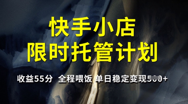 快手小店限时托管计划，收益55分，全程喂饭，单日稳定变现5张【揭秘】-小何资源库