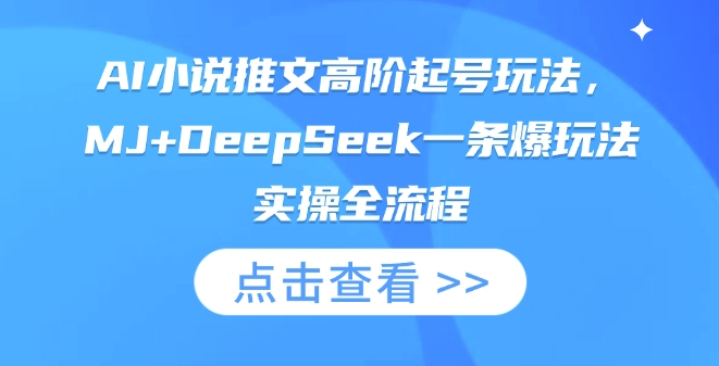 AI小说推文高阶起号玩法，MJ+DeepSeek一条爆玩法实操全流程-小何资源库
