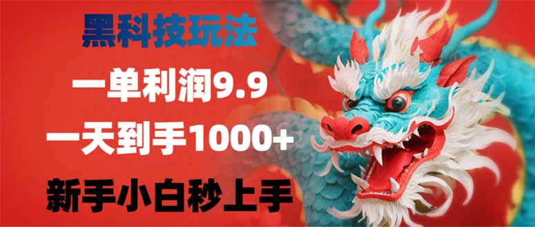 （14335期）黑科技玩法，一单利润9.9,一天到手1000+，新手小白秒上手-小何资源库