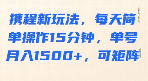携程新玩法，每天简单操作15分钟，单号月入1500+，可矩阵-小何资源库