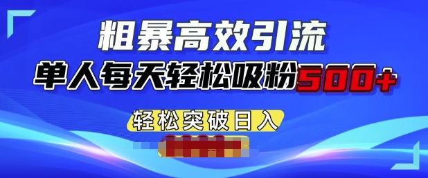粗暴高效引流，单人每天轻松吸粉500+，轻松突破日入多张-小何资源库