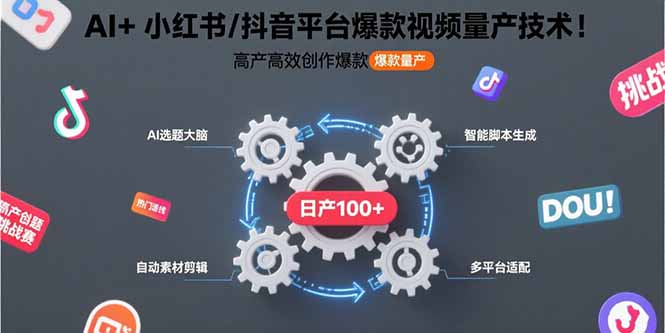 （15624期）AI+小红书/抖音平台爆款视频量产技术：高产高效创作爆款视频！-小何资源库