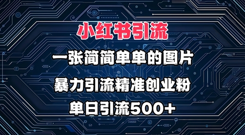 小红书图片打法，利用一张简简单单的图片，暴力引流精准创业粉，单日引流500+-小何资源库