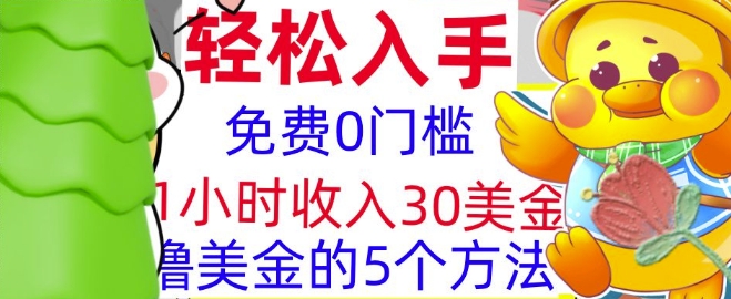 免费撸美刀的5个方法，1小时收入30美刀，0门槛，轻松入手-小何资源库