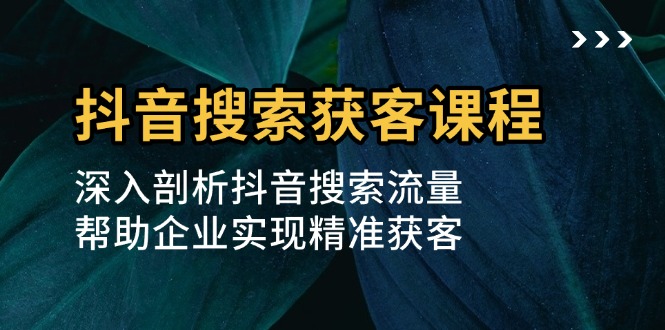 （13465期）抖音搜索获客课程：深入剖析抖音搜索流量，帮助企业实现精准获客-小何资源库