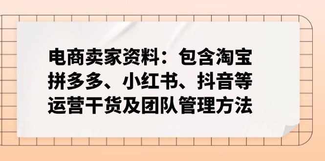 （14354期）电商卖家资料：包含淘宝、拼多多、小红书、抖音等运营干货及团队管理方法-小何资源库