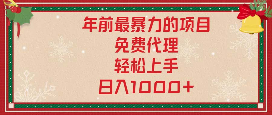 （13773期）年前最暴力的项目，免费代理，轻松上手，日入1000+-小何资源库