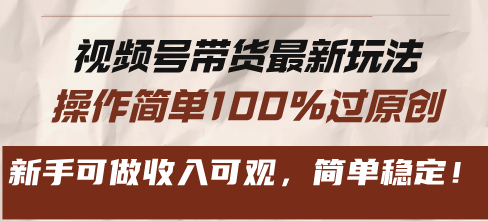 （13337期）视频号带货最新玩法，操作简单100%过原创，新手可做收入可观，简单稳定！-小何资源库
