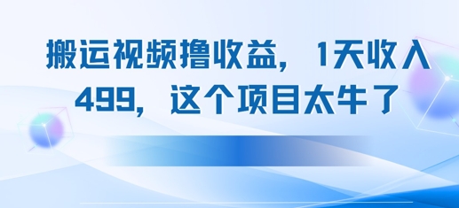 搬运抖音中视频撸收益，1天收入多张，这个项目太牛了-小何资源库