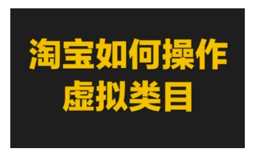 淘宝如何操作虚拟类目，淘宝虚拟类目玩法实操教程-小何资源库