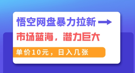 悟空网盘暴力拉新：一单10元，市场空白，日入几张-小何资源库