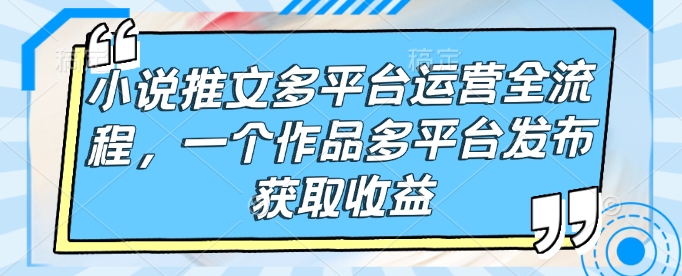 小说推文多平台运营全流程，一个作品多平台发布获取收益-小何资源库