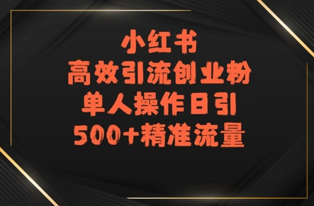 小红书高效引流创业粉，单人操作日引500+精准流量-小何资源库