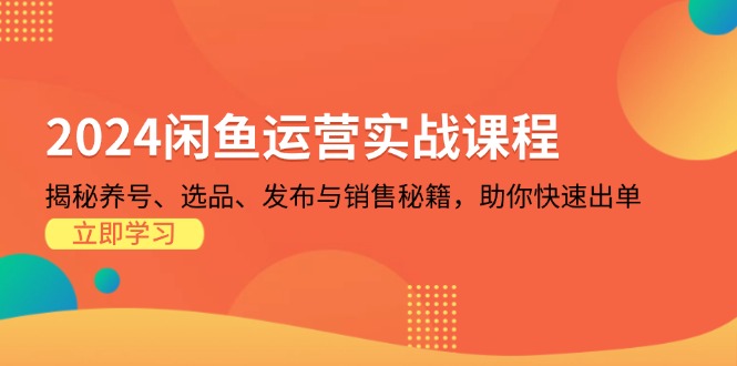 （13290期）2024闲鱼运营实战课程：揭秘养号、选品、发布与销售秘籍，助你快速出单-小何资源库