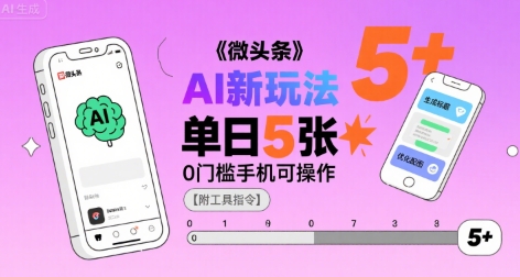 微头条AI新玩法，小白单日5张+，0门槛手机可操作【附工具指令】-小何资源库