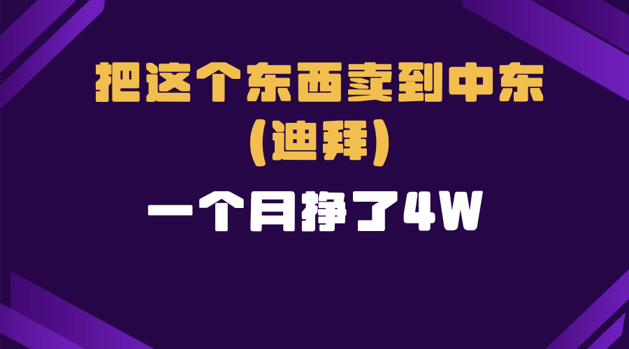 （13740期）跨境电商一个人在家把货卖到迪拜，暴力项目拆解-小何资源库