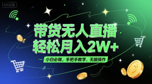 带货无人直播，轻松月入2W+，小白必做，手把手教学，无脑操作(附学习资料)-小何资源库