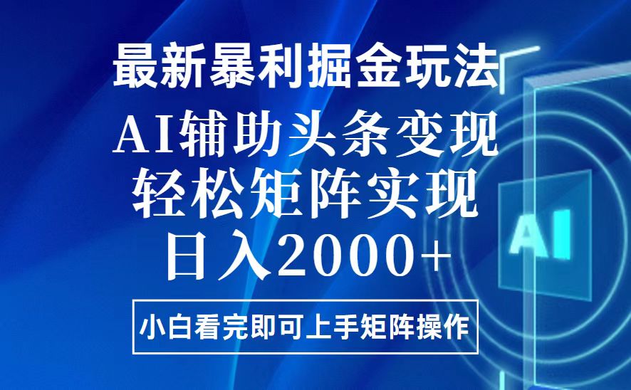 （13713期）今日头条最新暴利掘金玩法，思路简单，上手容易，AI辅助复制粘贴，轻松…-小何资源库
