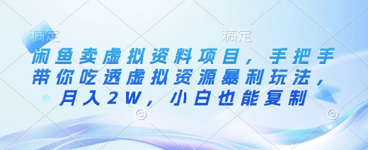 闲鱼卖虚拟资料项目，手把手带你吃透虚拟资源暴利玩法，月入2W，小白也能复制-小何资源库