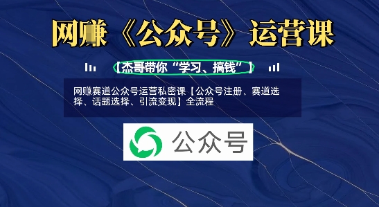 网创赛道公众号运营私密课【公众号注册、赛道选择、话题选择、引流变现】全流程-小何资源库