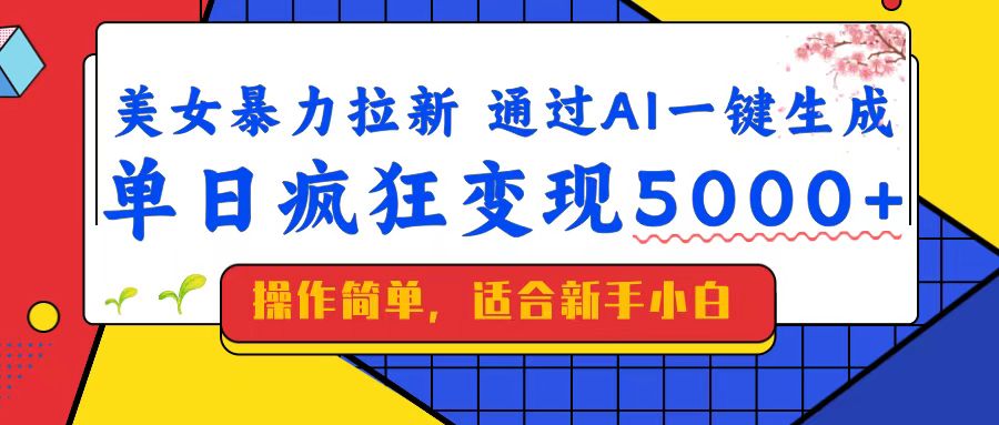 （14347期）美女暴力拉新，通过AI一键生成，单日疯狂变现5000+，纯小白一学就会！-小何资源库