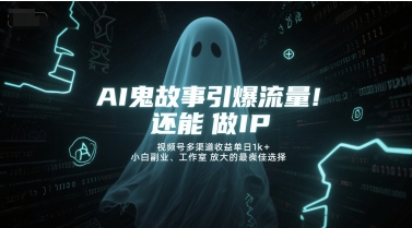 AI鬼故事引爆流量，还能做IP，视频号多渠道收益单日1k+，小白副业、工作室放大的最佳选择-小何资源库