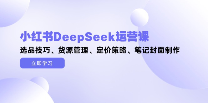 （14748期）小红书DeepSeek运营课，选品技巧、货源管理、定价策略、笔记封面制作-小何资源库