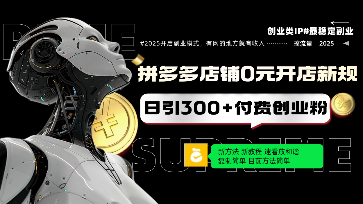 （14092期）拼多多店铺0元开店新规，日引300+付费创业粉，目前方法简单复制粘贴可矩阵-小何资源库