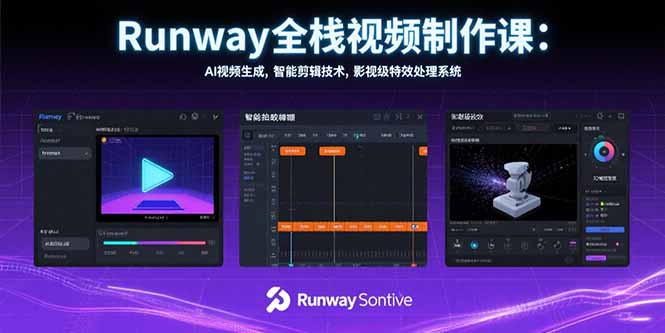 （15515期）Runway全栈视频制作课：AI视频生成，智能剪辑技术，影视级特效处理系统-小何资源库