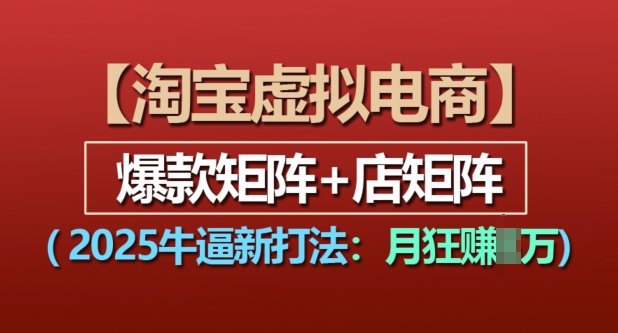 淘宝虚拟电商，2025牛逼新打法：爆款矩阵+店矩阵，月入过万-小何资源库