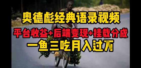 奥德彪经典语录做好一条视频分发全平台，平台收益+后端变现+挂载程序，一鱼三吃多重变现-小何资源库