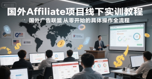 国外Affiliate项目线下实训教程，国外广告联盟从零开始的具体操作全流程-小何资源库